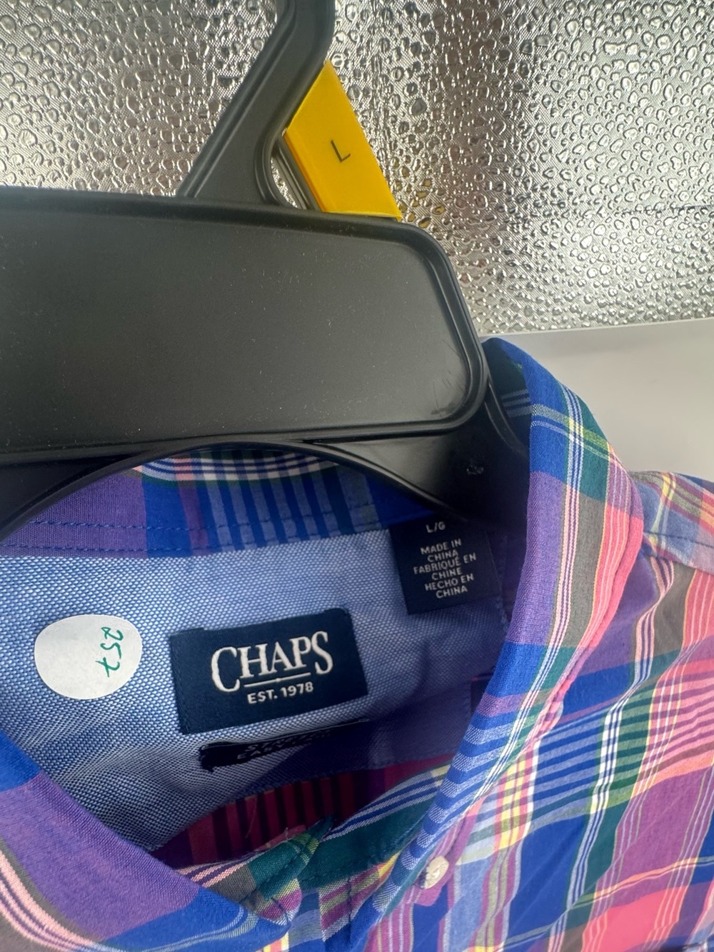 Chaps Pink and Blue Plaid Short-Sleeve Button-Down Shirt - Picture 3 of 6